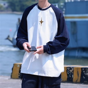 港风插肩袖设计卫衣男大码休闲印花花纹卫衣男WY77082P35控48图片