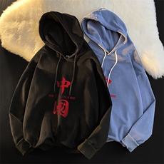 WY2198-P35加绒款-P40纯棉连帽卫衣男大码运动帽衫宽松薄外套男，男装卫衣，电商A040