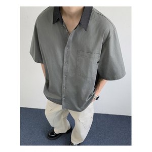 日系复古长袖衬衫男夏季潮牌宽松衬衣外套C032-P38图片