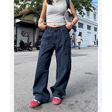 美式微喇叭牛仔裤男女复古cleanfit水洗棉工装裤子K9006-P60网图，男装牛仔裤，电商B245