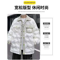 小香风棉服男冬季新款美式复古加厚工装棉衣外套保暖宽松翻领棉袄，男装棉衣，星座218-1（原230）