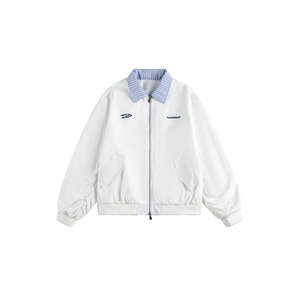 B991-P62 美式复古绣花假两件翻领棒球服图片