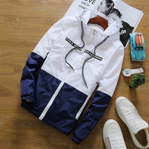 Y288情侣连帽薄款夹克外套防晒服开衫学生班服户外运动男女外贸潮图片