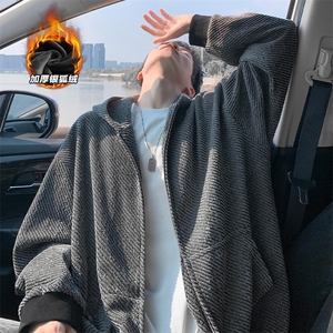460g高克重银丝雪尼尔连帽开衫卫衣外套W5034J加绒-特P68控118图片