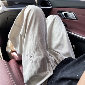 休闲裤男韩版潮流百搭裤子夏季薄款坠感阔腿拖地长裤K02581-P38,酒红色中跟鞋搭配什么裤子图片
