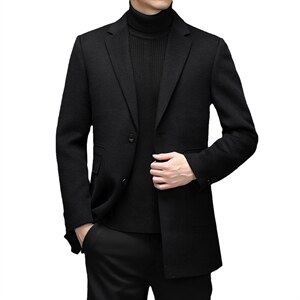 羊毛双面呢风衣男中长款外套爸爸装新款中年休闲男装HM9108-P340，男装毛呢大衣，电商B212（原钱塘6029）