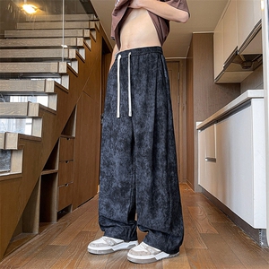 休闲裤男夏季新款港风宽松冰丝扎染阔腿裤CK2116-特P35图片