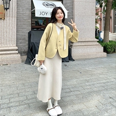 小香风2025秋冬新款V领飘带花朵双面羊绒大衣短款羊毛呢子外套潮，女装毛呢外套，慧尚依恋