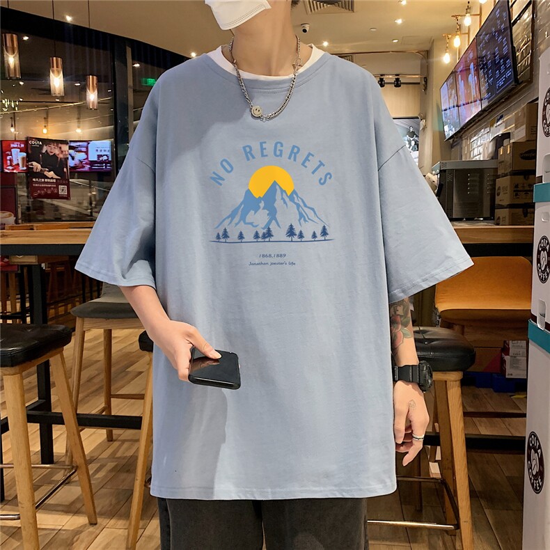 短袖男夏宽松纯棉T恤男百搭港风韩版情侣中性日系潮DT0268P20,男装T恤,星座1016-1（原电商B408-1）