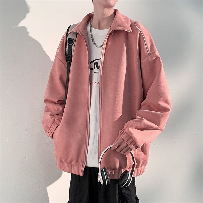 J6613P682024秋季新款抖音高品质麂皮绒反光条拼接休闲外套,男装夹克,电商A026-1