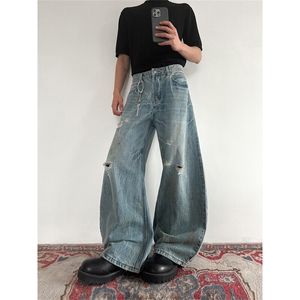 903-AK035-特P58【S-3XL】做旧闪电弯刀牛仔裤-04