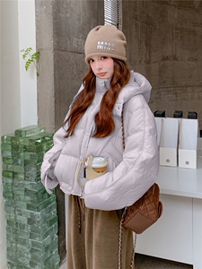 现货新款独特超好看短款羽绒服女款冬季连帽面包服小个子羽绒服图片