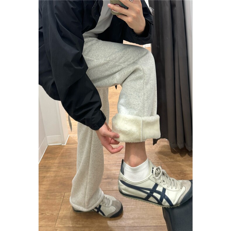 冬季加绒羊羔绒纯色休闲卫裤休闲裤潮百搭WK03特P49黑,男装休闲裤,电商C310