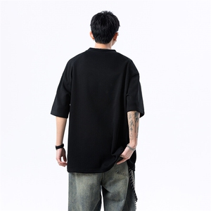 港风美式vibe潮流宽松拼接款圆领半袖T恤男潮 XZ213-T008-P35控58图片