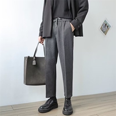 店主风秋冬季毛呢裤子男士韩版修身小脚休闲直筒加厚九分小西裤M3，男装西裤，星座1116A-2（原606A-1）