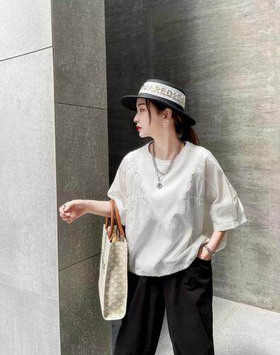 现货夏款蝙蝠袖拼接上衣，女装，琼卿格