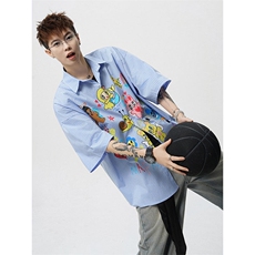 CS1128-P60控98高品质夏季新款设计感大码冰丝短袖情侣衬衫，男装衬衫，电商A059