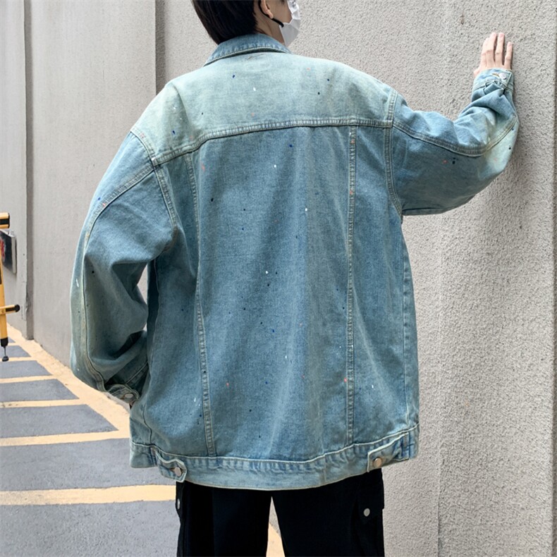2023秋季男士宽松牛仔夹克休闲港风外套JK0283-P65,男装夹克,星座308B-1