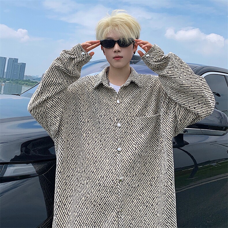 衬衫男秋季新款港风宽松大码小香风长袖衬衣CS7002-P42，男装衬衫，星座214-3