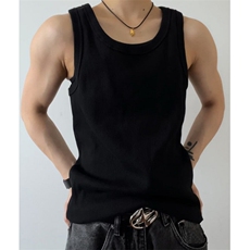 重磅纯色螺纹背心男夏季潮牌运动健身美式坎肩修身显肌肉无袖T恤，男装背心/马甲，星座203