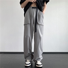 抖音品质夏季新款自带腰带透气宽松休闲裤B315-K24229-特p40控78，男装休闲裤，电商B315