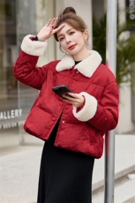 新中式国风羽绒服女2024冬季新款小个子今年流行漂亮短款红色外套，女装羽绒服，悠米
