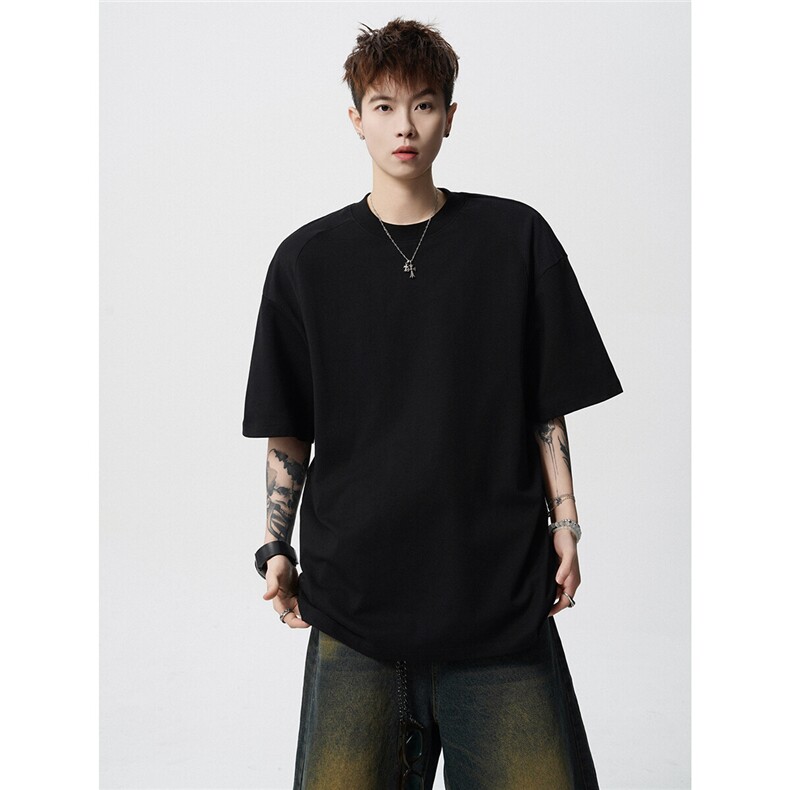 T10129-特批30控58曼巴棉撞色拼接短袖大码T恤夏季薄款垂感短袖,男装T恤,电商A059