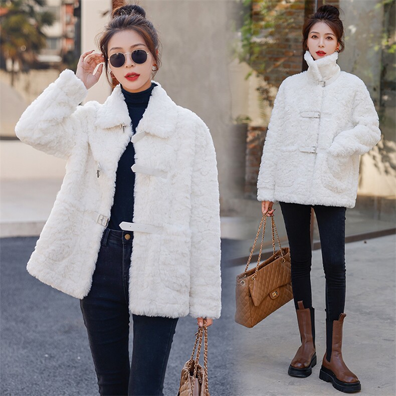 仿羊羔毛外套女冬2022年冬季新款宽松保暖皮毛一体毛绒大衣，女装羊羔毛/颗粒绒，曼娅璐