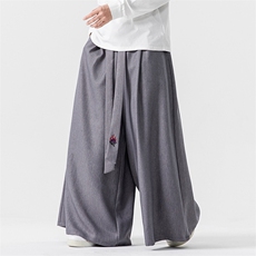 秋冬新款风宽松休闲裙裤汉服阔腿裤宋裤新中式情侣K272/P75，男装民族服装，钱塘713