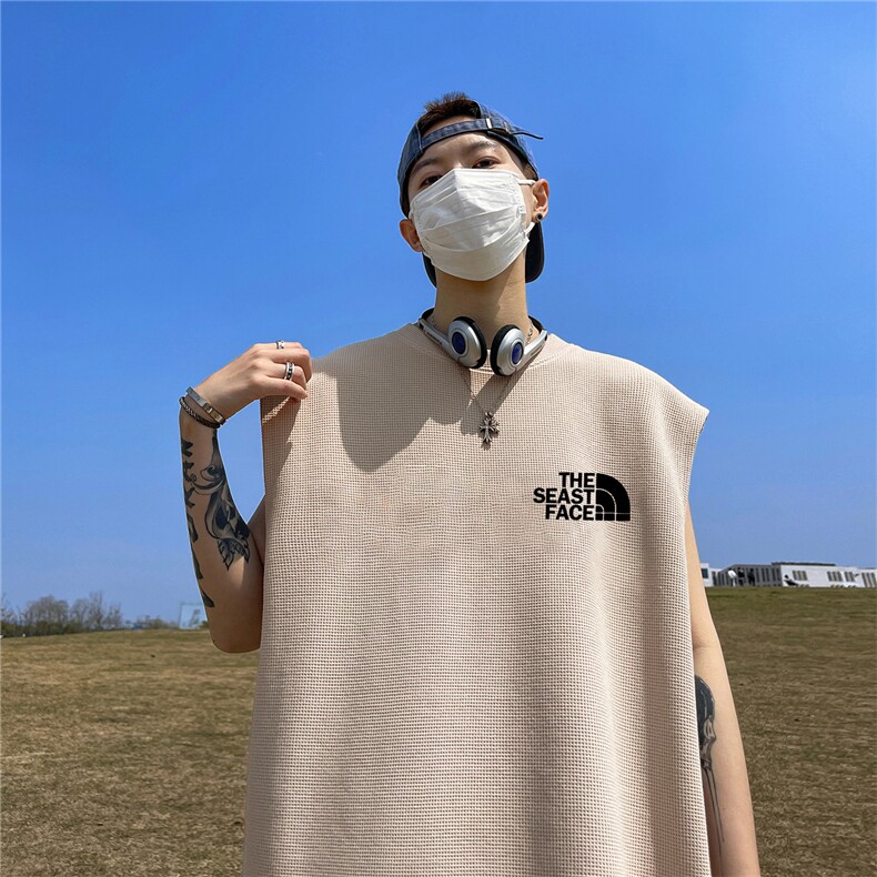 华夫格背心重磅220克北面印花HB730-P25控38（抖音不可售）,男装背心/马甲,星座508（原C305）