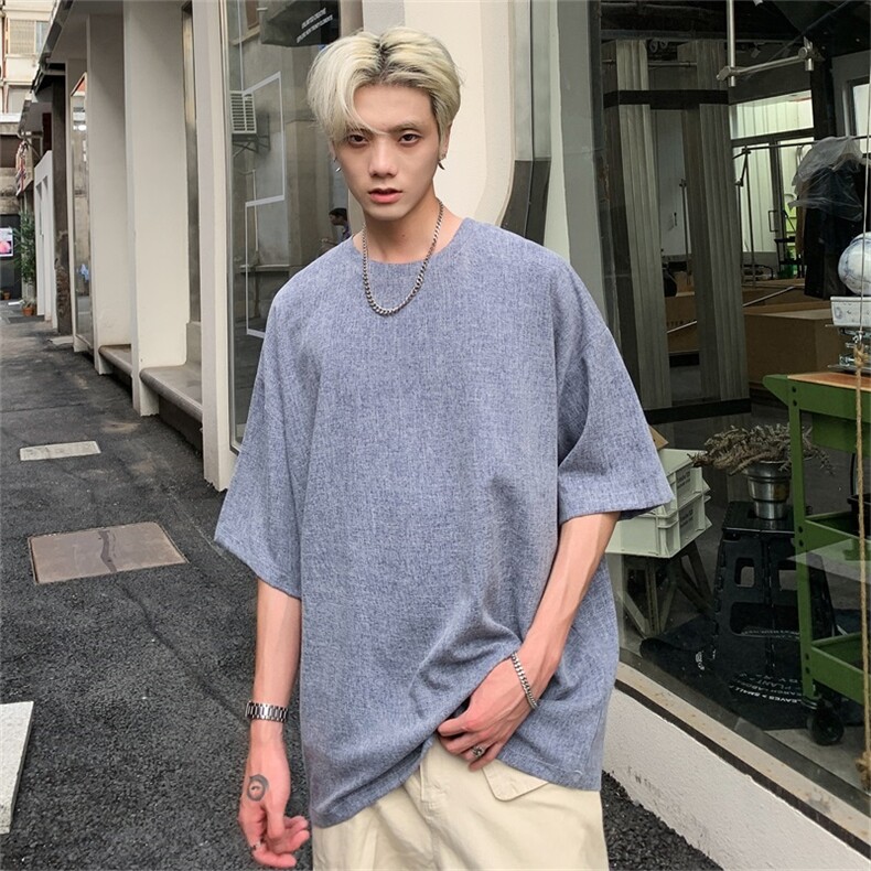 电商DSA028-KBMLP3095棉5氨纶夏季新款港风麻料短袖T恤男,男装T恤,电商A028