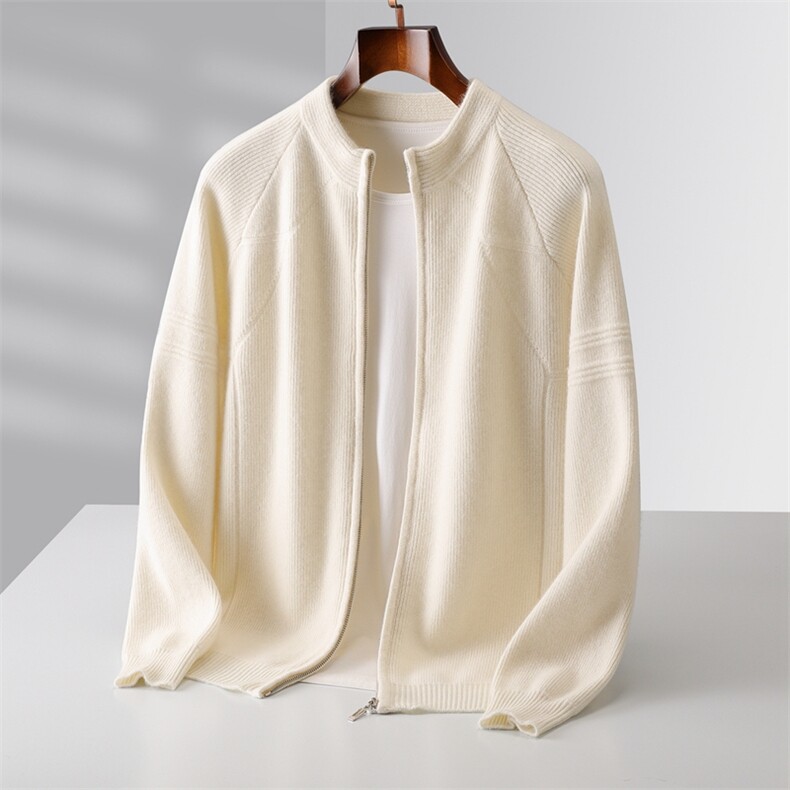 2025年秋季新款重磅半高领插肩针织男士开衫时尚休闲通勤百搭，男装羊毛衫，雪贝坊二店