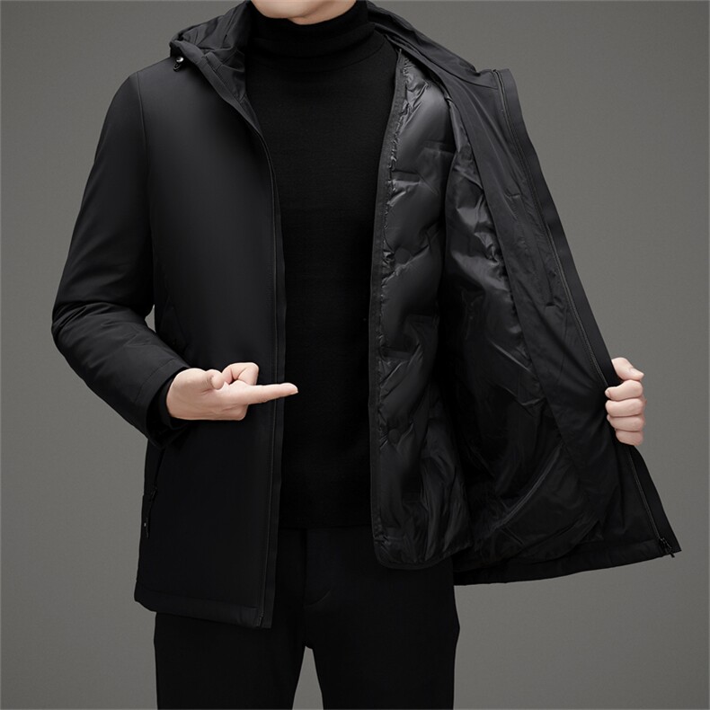 主推中年轻薄90绒羽绒服外套男士冬款休闲中老年羽绒服大衣图片