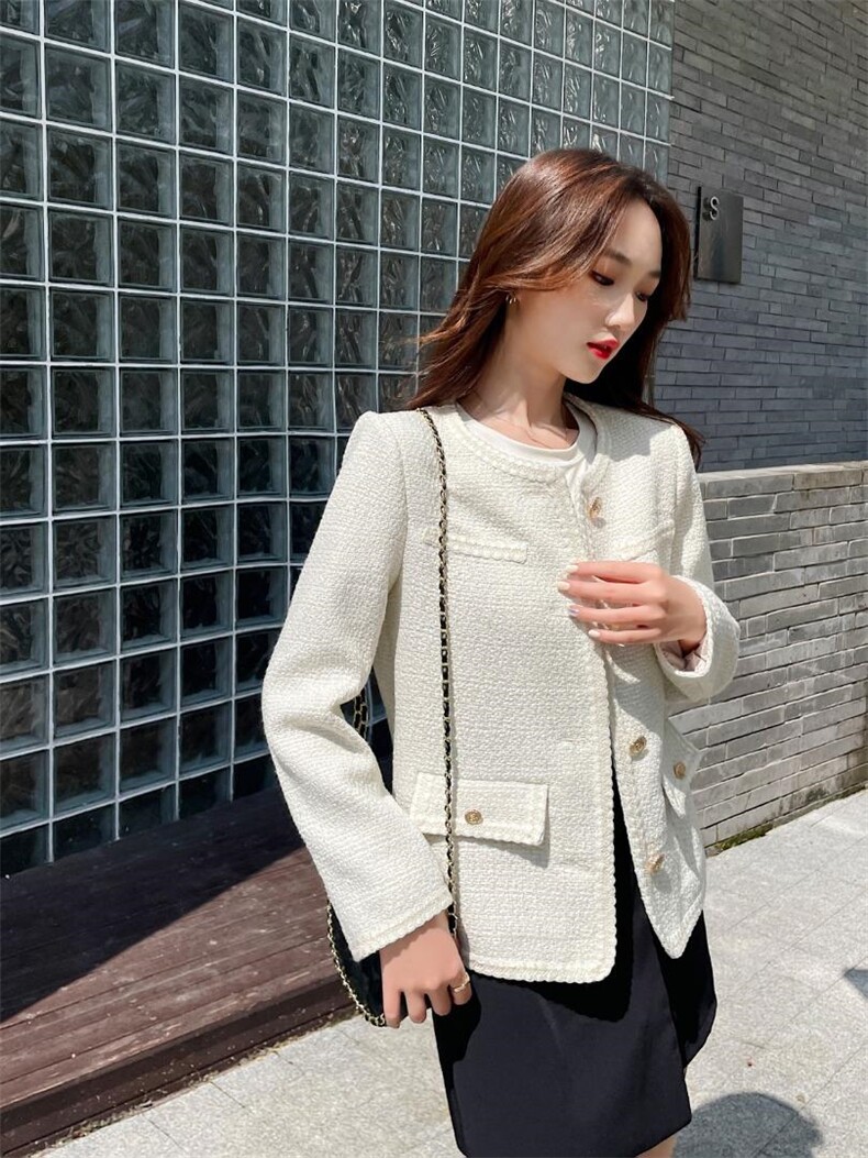 【现货】清新丽人奶油白小香风外套，其它，水锦红