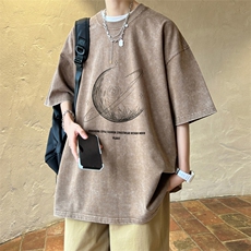 ！2024夏季新款男士潮牌水洗短袖T恤情侣半袖XT138P35，男装T恤，电商B220