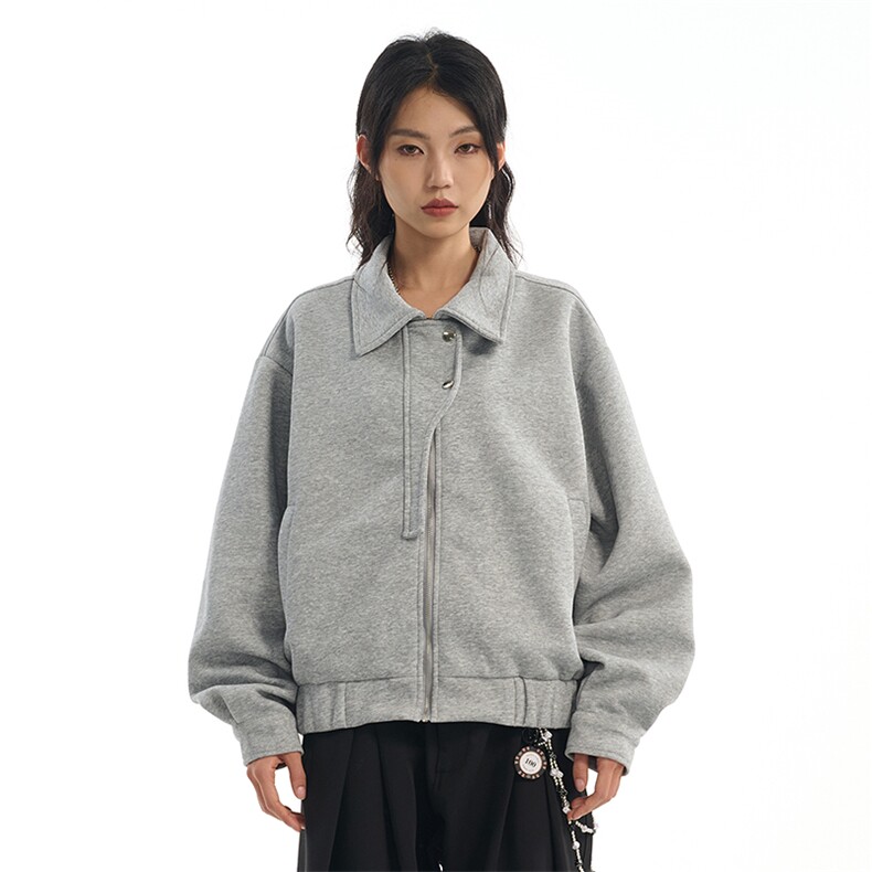 华棉450克W9875-特P85开衫短宽夹克男女秋季潮牌宽松百搭卫衣外套,男装夹克,电商D310B