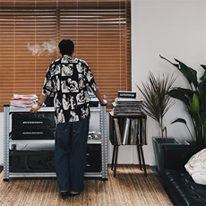 短袖花衬衫男士夏季薄款上衣中式花奔满印翻领寸衫印花，男装衬衫，星座1210-1