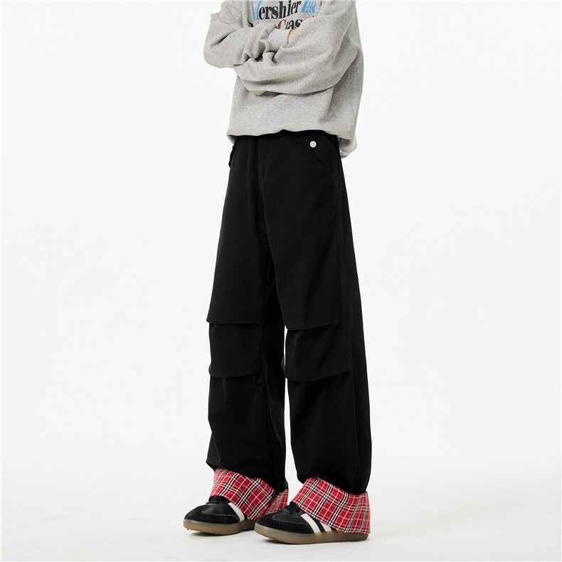 抖音品质春季美式高街格子拼接宽松休闲裤B315-K869-p55控78,男装休闲裤,电商B315