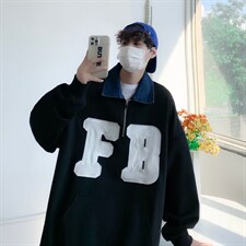 男卫衣华夫格套头卫衣POLO领秋季原宿慵懒ins潮男宽松Y8504P38，男装卫衣，星座1116-2