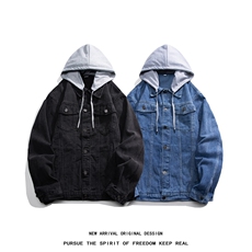 JK630-p75M-5X网格ins牛仔夹克绣花破洞大码男日系CITYBOY，男装夹克，星座103A