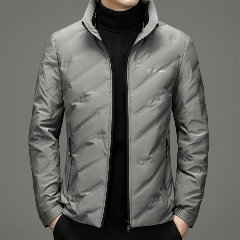 90白鸭绒中年男士休闲立领羽绒服保暖防寒羽绒开衫男HB9911-P235，男装羽绒服，电商B212（原钱塘6029）
