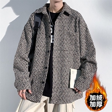 复古小香风外套高级感潮流翻领格子衬衫休闲男夹克JKXF027，男装夹克，星座516A