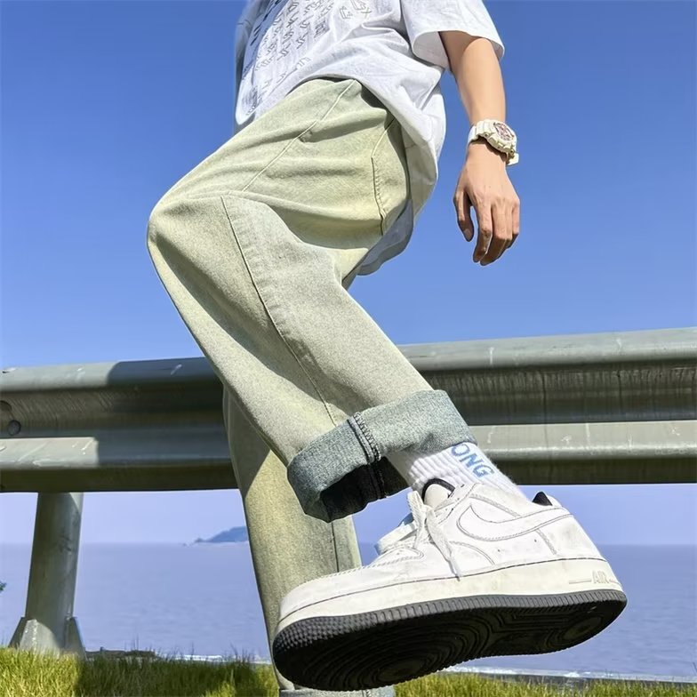 牛仔裤男秋季潮大码休闲裤子高街X722P43图片