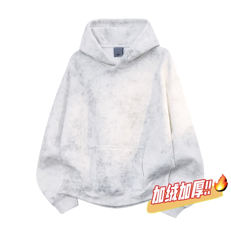 连帽扎染重磅无帽绳500克加绒奥粒绒水洗卫衣外套 RH5304JR-P60图片