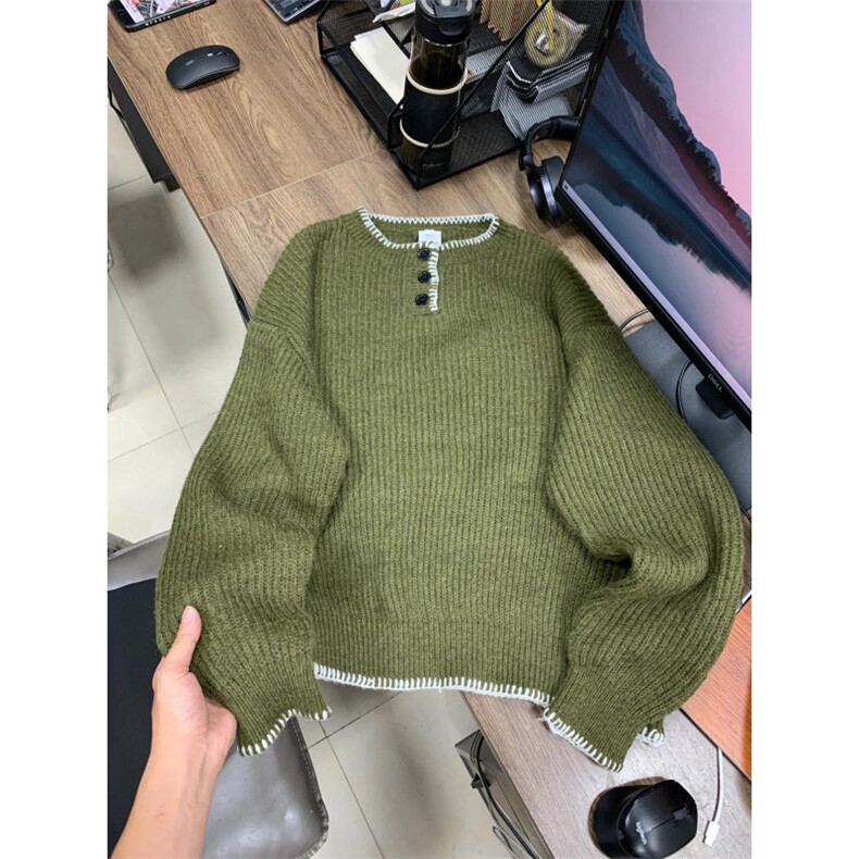 【有货】M347CC-特P58纽扣圆领毛衣男慵懒风针织衫外套,男装针织衫/毛衣,星座1007（原301D）