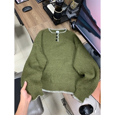 【有货】M347CC-特P58纽扣圆领毛衣男慵懒风针织衫外套，男装针织衫/毛衣，星座1007（原301D）