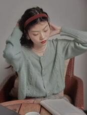 2025年秋季女士麻花长袖开衫，女装针织衫/毛衣，百纯羊绒