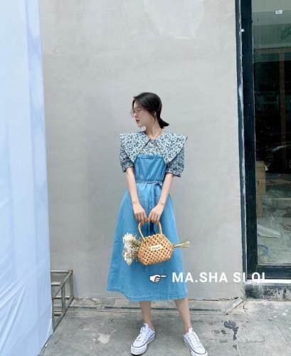 假两件花色牛仔裙，女装，玛纱思琪