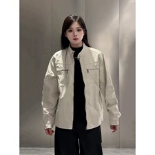 26春装高品质老钱风立领夹克外套男女美式潮牌拉链工装风宽松上衣，男装夹克，电商A486