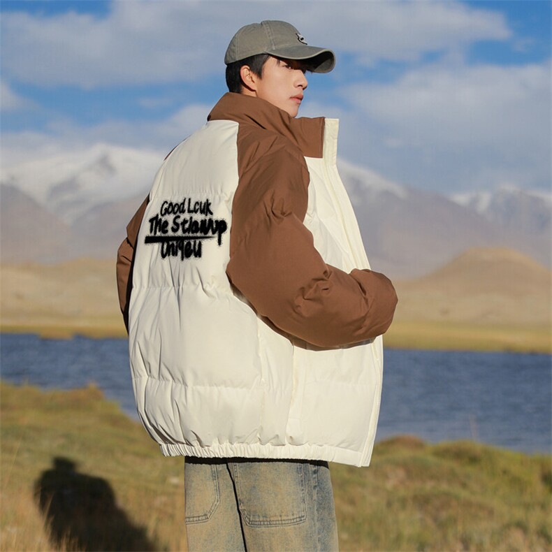 现货抖音得物可供视频三防加厚羽绒拼接棉衣外套面包棉服86635,男装棉衣,电商A486